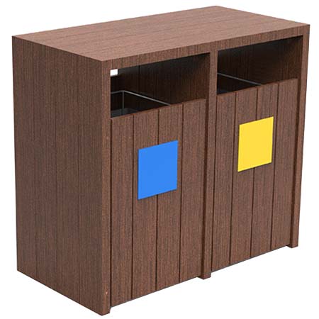 Corbeille tri-sélectif plastique recyclé - 2 bacs