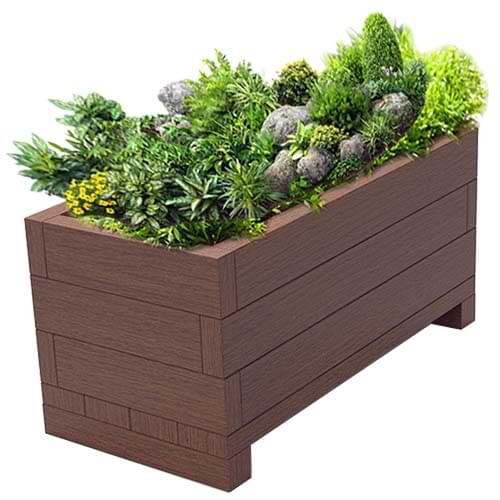 Jardinière rectangulaire plastique recyclé - H. 480 X P. 480 X L. 1000 mm