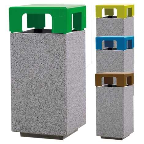 Corbeille extérieure béton Tours - Modèle tri-sélectif 1 flux