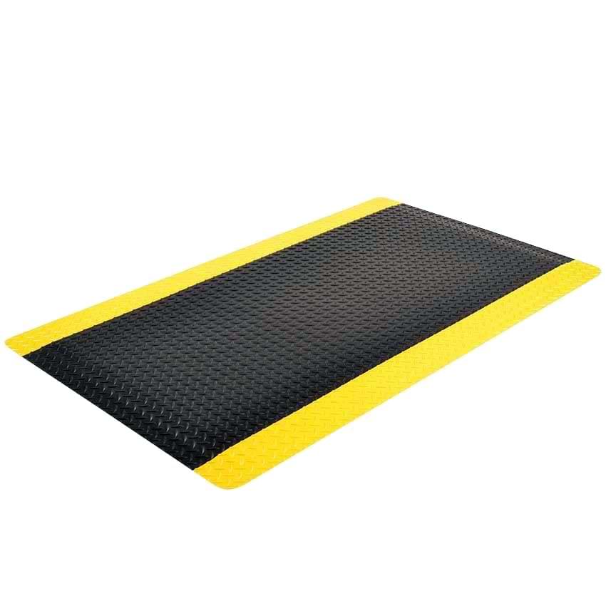 Tapis anti-fatigue Noir - Bordures jaunes - 91 X 152 cm