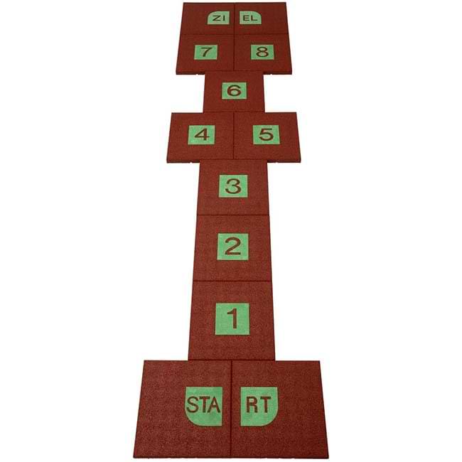 Jeu La Marelle en 12 dalles 50 X 50 cm - Dalles Rouge / Chiffres Vert