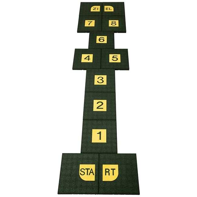 Jeu La Marelle en 12 dalles 50 X 50 cm - Dalles Vert / Chiffres Jaunes