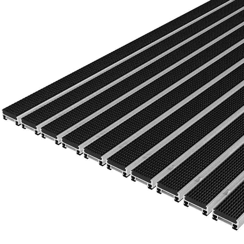 Tapis extérieur caoutchouc structure aluminium H. 10 mm (Prix au m²)