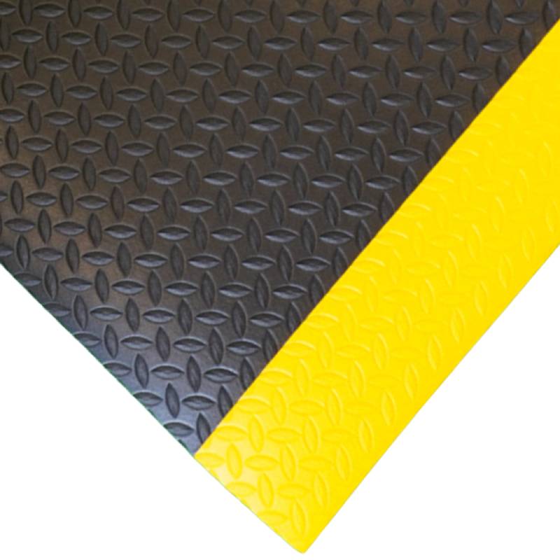 Tapis anti-fatigue Ultra+ - Noir - Bordures jaunes - Largeur 91 cm au ml