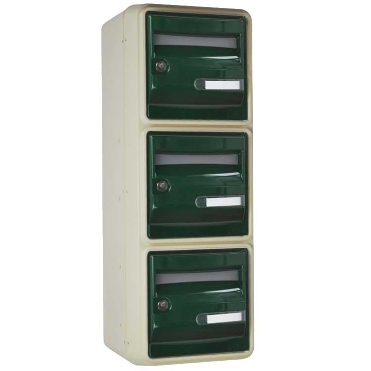 Bloc BAL OCEAN - 1 colonne X 3 case (B3) - Beige / Porte verte