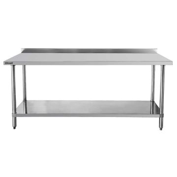 Table de travail inox à dosseret avec étagère