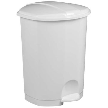 Poubelle plastique à pédale 50L - Blanc