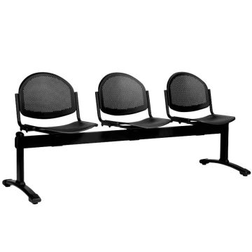 Sièges sur poutre tôle perforée noire - 3 places