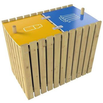 Poubelle bois tri-sélectif 2 X 100L - Version couvercles