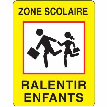 Panneau Zone Scolaire - Ralentir enfants