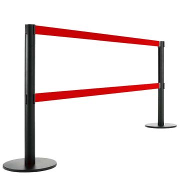 Poteaux double sangle - Poteaux noirs - Sangles rouges