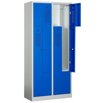 Vestiaire portes en L 2 colonnes 4 cases