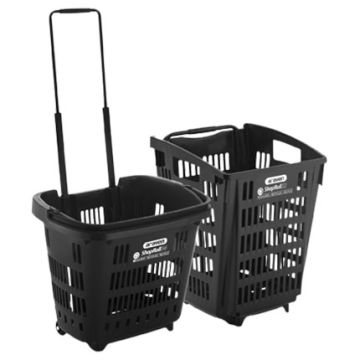 Panier magasin recyclé sur roulettes noir