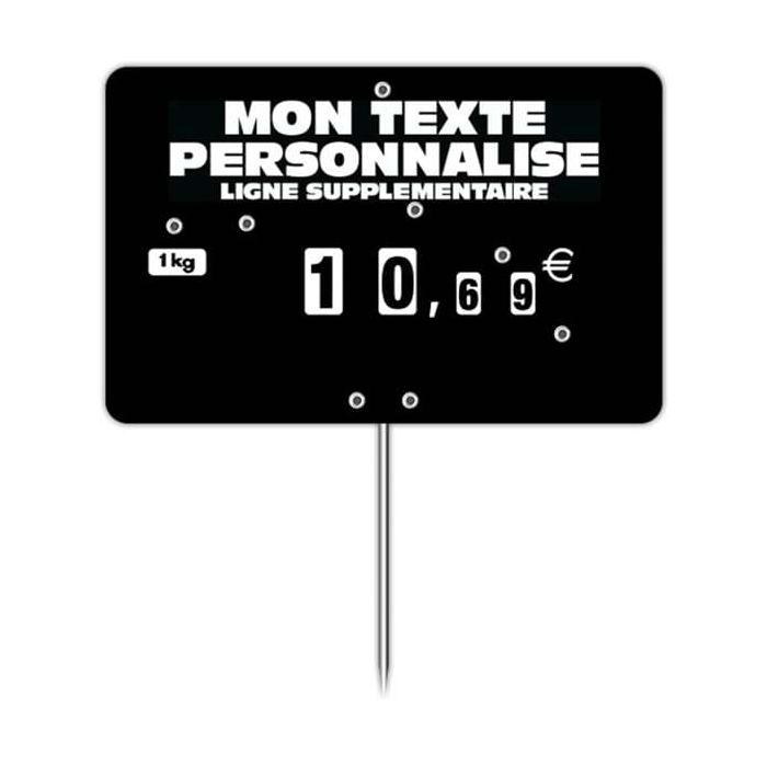 Etiquette pique-prix noire à texte