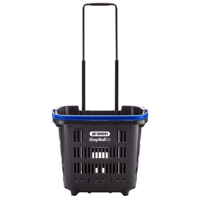 Panier sur roulettes 34L poignée couleur