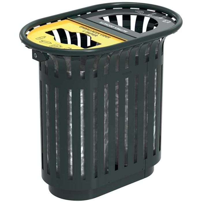 Corbeille tulipe tri-sélectif 2 X 40L avec couvercle