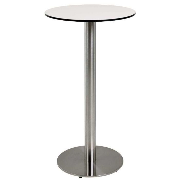 Table mange-debout inox brossé – Plateau compact HPL