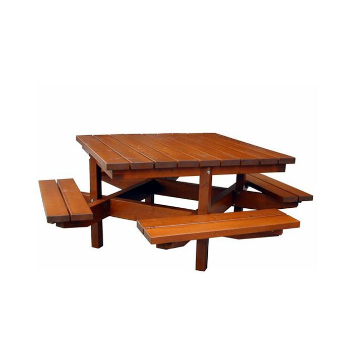 Table pique-nique carrée en bois traité