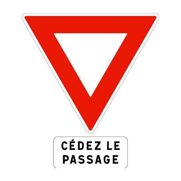 Panneau Cédez le passage AB3a + M9c