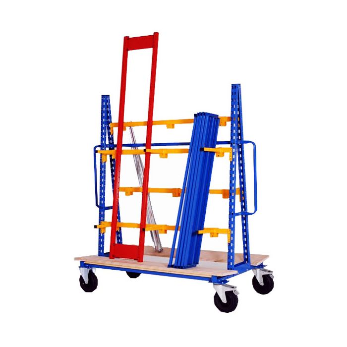 Chariot râtelier à bras sur longerons