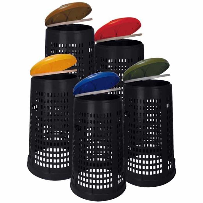 Poubelle ronde plastique perforée