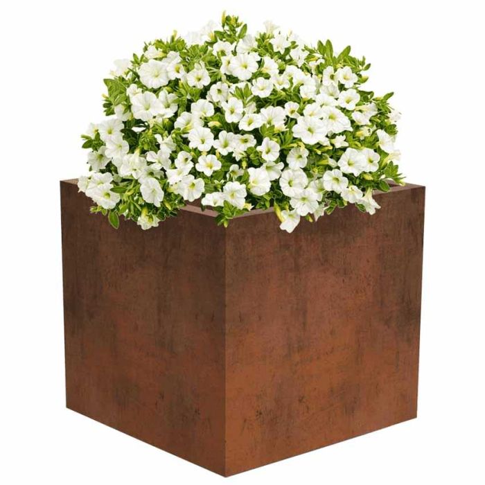 Jardinière carrée acier Corten